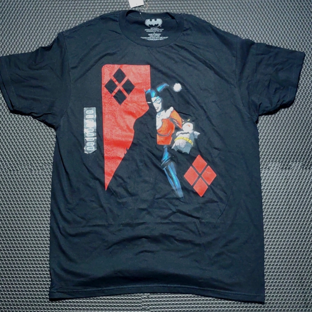 DC Comics Half Batman Half Harley Quinn Unisex Large Black Short sleeve shirt